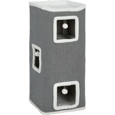 Pawhut Torre per Gatti con 3 Casette, 3 Palline e Posatoio, in Legno, Tessuto e Peluche, 41x41x100 cm, Grigio e Bianco Aosom Italy Pawhut Torre per Gatti con 3 Casette, 3 Palline e Posatoio, in Legno, Tessuto e Peluche, 41x41x100 cm, Grigio e Bianco Aosom Italy