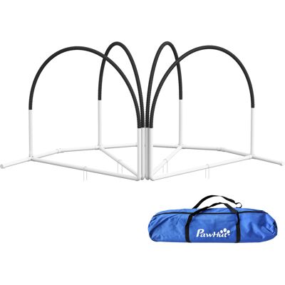 Pawhut Set Agility Dog 4 Pezzi con 4 Picchetti e Borsa da Trasporto, 89x69x99 cm, Bianco e Nero Aosom Italy Pawhut Set Agility Dog 4 Pezzi con 4 Picchetti e Borsa da Trasporto, 89x69x99 cm, Bianco e Nero Aosom Italy
