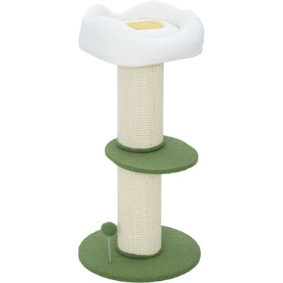 Pawhut Albero Tiragraffi per Gatti Alto 92 cm con Palo in Sisal e Lettino a Forma di Fiore, Verde Aosom Italy Pawhut Albero Tiragraffi per Gatti Alto 92 cm con Palo in Sisal e Lettino a Forma di Fiore, Verde Aosom Italy