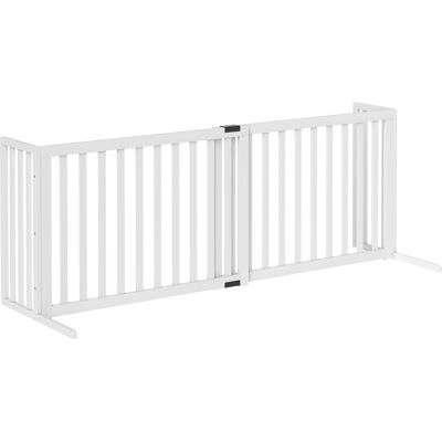 Pawhut Cancellino per Cani Taglia Media e Piccola Estensibile Autoportante in Legno, 102-183x57x70 cm, Bianco Aosom Italy Pawhut Cancellino per Cani Taglia Media e Piccola Estensibile Autoportante in Legno, 102-183x57x70 cm, Bianco Aosom Italy