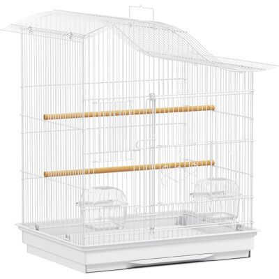 Pawhut Gabbia per Uccelli a 4 Porte con 2 Ciotole, 2 Posatoi e Vassoio, in Metallo e Plastica, 47.5x36x54.5 cm, Bianco Aosom Italy Pawhut Gabbia per Uccelli a 4 Porte con 2 Ciotole, 2 Posatoi e Vassoio, in Metallo e Plastica, 47.5x36x54.5 cm, Bianco Aosom Italy