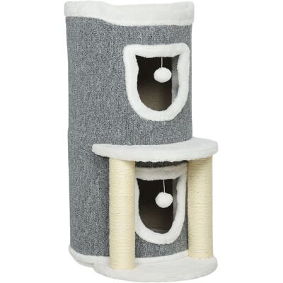 Pawhut Albero Tiragraffi per Gatti Alto 76 cm con Casette, Lettino, Palline e Pali in Sisal, Grigio Aosom Italy Pawhut Albero Tiragraffi per Gatti Alto 76 cm con Casette, Lettino, Palline e Pali in Sisal, Grigio Aosom Italy