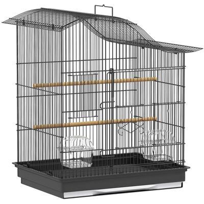 Pawhut Gabbia per Uccelli a 4 Porte con 2 Ciotole, 2 Posatoi e Vassoio, in Metallo e Plastica, 47.5x36x54.5 cm, Nero Aosom Italy Pawhut Gabbia per Uccelli a 4 Porte con 2 Ciotole, 2 Posatoi e Vassoio, in Metallo e Plastica, 47.5x36x54.5 cm, Nero Aosom Italy