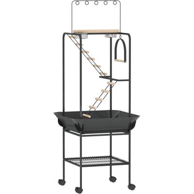 Pawhut Parco Giochi per Uccelli con Ruote, Scale, Altalena, Protezione per Semi, Vassoio, Ciotole e Posatoi, 63x63x163 cm Aosom Italy Pawhut Parco Giochi per Uccelli con Ruote, Scale, Altalena, Protezione per Semi, Vassoio, Ciotole e Posatoi, 63x63x163 cm Aosom Italy
