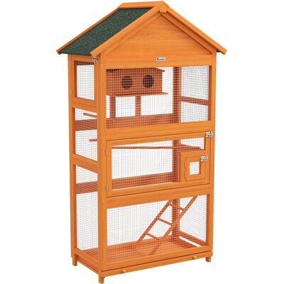 Pawhut Voliera per Uccelli a 3 Porte con Casetta, Scaletta e Vassoio, in Legno e Metallo, 92x52x171 cm, Arancione e Nera Aosom Italy Pawhut Voliera per Uccelli a 3 Porte con Casetta, Scaletta e Vassoio, in Legno e Metallo, 92x52x171 cm, Arancione e Nera Aosom Italy