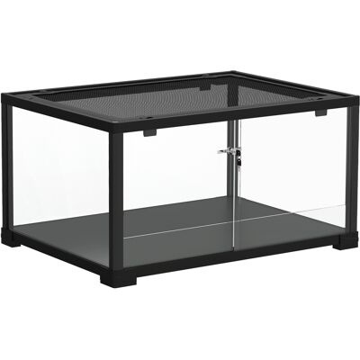 Pawhut Rettilario Rialzato con Doppia Serratura e Pareti in Vetro, 60x45x32 cm, Nero Aosom Italy Pawhut Rettilario Rialzato con Doppia Serratura e Pareti in Vetro, 60x45x32 cm, Nero Aosom Italy