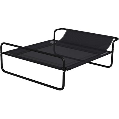 Pawhut Lettino per Cani Rialzato con Poggiatesta Interno ed Esterno, 106x81x33 cm, Nero Aosom Italy Pawhut Lettino per Cani Rialzato con Poggiatesta Interno ed Esterno, 106x81x33 cm, Nero Aosom Italy