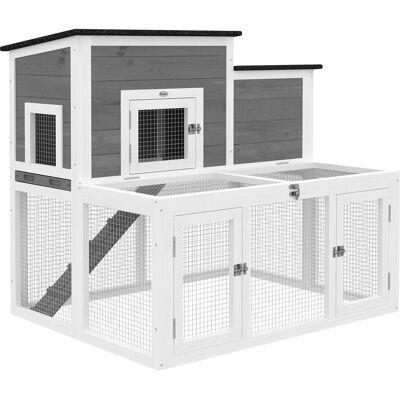 Pawhut Conigliera da Esterno in Legno Gabbia per Conigli Interno Doppio Tetto Apribile Impermeabile 2 Livelli con Recinto Grigio Aosom Italy Pawhut Conigliera da Esterno in Legno Gabbia per Conigli Interno Doppio Tetto Apribile Impermeabile 2 Livelli con Recinto Grigio Aosom Italy