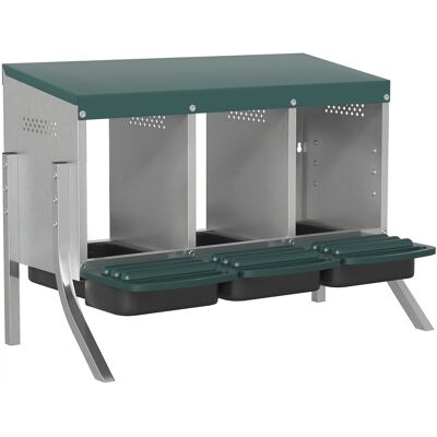 Pawhut Nido Inclinato per Galline con Fori di Ventilazione e 3 Scomparti, 85x54,6x61 cm, Argento Aosom Italy Pawhut Nido Inclinato per Galline con Fori di Ventilazione e 3 Scomparti, 85x54,6x61 cm, Argento Aosom Italy