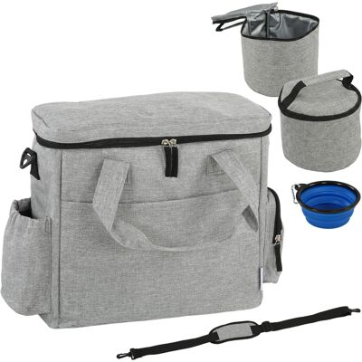 Pawhut Borsa da Viaggio per Cani, Borsa per Premi con 2 Contenitori per Alimento, Ciotola Pieghevole e Tasche, Grigio Chiaro Aosom Italy Pawhut Borsa da Viaggio per Cani, Borsa per Premi con 2 Contenitori per Alimento, Ciotola Pieghevole e Tasche, Grigio Chiaro Aosom Italy