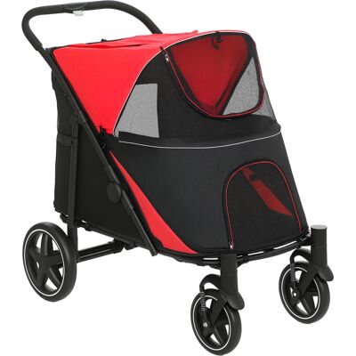 Pawhut Passeggino per Cani Pieghevole per Cani Medio e Grande, con Ingressi a Cerniera e Finestre a Rete, 112x65x100 cm, Nero e Rosso Aosom Italy Pawhut Passeggino per Cani Pieghevole per Cani Medio e Grande, con Ingressi a Cerniera e Finestre a Rete, 112x65x100 cm, Nero e Rosso Aosom Italy