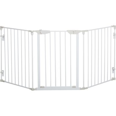 Pawhut Cancelletto per Cani con Chiusura Automatica e Sistema di Blocco, in Metallo e Plastica, 180x74.5 cm, Bianco Aosom Italy Pawhut Cancelletto per Cani con Chiusura Automatica e Sistema di Blocco, in Metallo e Plastica, 180x74.5 cm, Bianco Aosom Italy