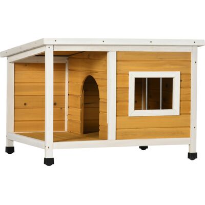 Pawhut Cuccia per Cani da Esterno in Legno di Abete con Veranda Coperta e Tetto Inclinabile, 85.5x62x60 cm, Multicolore Aosom Italy Pawhut Cuccia per Cani da Esterno in Legno di Abete con Veranda Coperta e Tetto Inclinabile, 85.5x62x60 cm, Multicolore Aosom Italy
