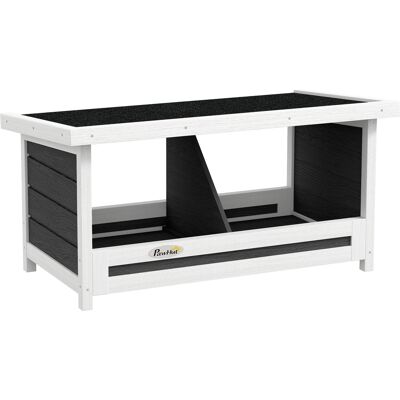 Pawhut Nido per Galline a 2 Aree con Base Rialzata e Tetto, in Legno e Bitume, 66x37x34 cm, Grigio Bianco e Nero Pawhut Nido per Galline a 2 Aree con Base Rialzata e Tetto, in Legno e Bitume, 66x37x34 cm, Grigio Bianco e Nero