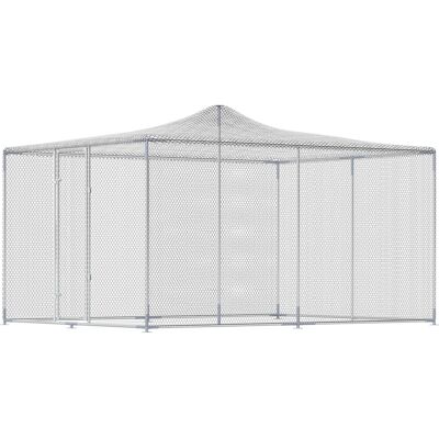 Pawhut Pollaio per Galline da Esterno con Tetto e Serrature, in Acciaio Zincato, 4x3x2 m, Argento Aosom Italy Pawhut Pollaio per Galline da Esterno con Tetto e Serrature, in Acciaio Zincato, 4x3x2 m, Argento Aosom Italy