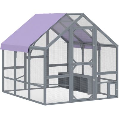 Pawhut Pollaio con Telo Impermeabile, 2 Cassette, Nido, 2 Posatoi, per 8-10 Galline, in Legno, 211x186,5x185,5 cm, Grigio Scuro Aosom Italy Pawhut Pollaio con Telo Impermeabile, 2 Cassette, Nido, 2 Posatoi, per 8-10 Galline, in Legno, 211x186,5x185,5 cm, Grigio Scuro Aosom Italy