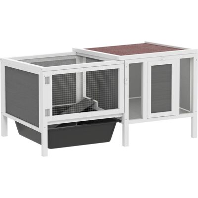 Pawhut Conigliera da Esterno con Casetta, Area di Corsa e Vassoio, in Legno, Metallo e PET, 105x57.5x51.5 cm, Grigio Aosom Italy Pawhut Conigliera da Esterno con Casetta, Area di Corsa e Vassoio, in Legno, Metallo e PET, 105x57.5x51.5 cm, Grigio Aosom Italy
