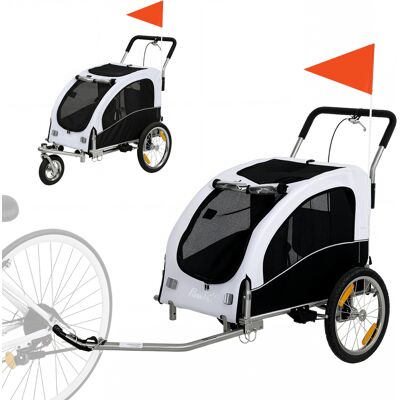 Pawhut Rimorchio 2-in-1 per Bici e Jogging, Passeggino Pieghevole per Cani Piccoli e Medi, Fino a 20 kg, Bianco Aosom Italy Pawhut Rimorchio 2-in-1 per Bici e Jogging, Passeggino Pieghevole per Cani Piccoli e Medi, Fino a 20 kg, Bianco Aosom Italy