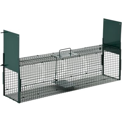 Pawhut Gabbia Trappola per Animali Vivi con Doppia Porta, Trappola per Conigli, Gatti e Piccoli Animali, 100x25x28cm Aosom Pawhut Gabbia Trappola per Animali Vivi con Doppia Porta, Trappola per Conigli, Gatti e Piccoli Animali, 100x25x28cm Aosom