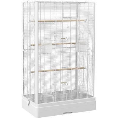 Pawhut Gabbia per Uccelli con Vassoio Estraibile e Posatoi, Voliera per Pappagalli, 61x36.5x98 cm, Bianco Aosom Italy Pawhut Gabbia per Uccelli con Vassoio Estraibile e Posatoi, Voliera per Pappagalli, 61x36.5x98 cm, Bianco Aosom Italy