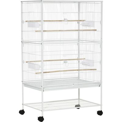 Pawhut Gabbia per Uccelli da Interni con Vassoio Estraibile, 4 Ruote e Trespolo, 78x52x132 cm, Bianco Aosom Italy Pawhut Gabbia per Uccelli da Interni con Vassoio Estraibile, 4 Ruote e Trespolo, 78x52x132 cm, Bianco Aosom Italy