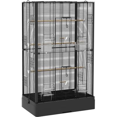 Pawhut Gabbia per Uccelli con Vassoio Estraibile e Posatoi, Voliera per Pappagalli, 61x36.5x98cm, Nero Aosom Italy Pawhut Gabbia per Uccelli con Vassoio Estraibile e Posatoi, Voliera per Pappagalli, 61x36.5x98cm, Nero Aosom Italy