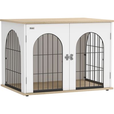 Pawhut Gabbia per Cane, Mobile Gabbia Interno ad Arco con Doppia Porta come Tavolino in Metallo, 80x56x59 cm, Bianco Aosom Italy Pawhut Gabbia per Cane, Mobile Gabbia Interno ad Arco con Doppia Porta come Tavolino in Metallo, 80x56x59 cm, Bianco Aosom Italy