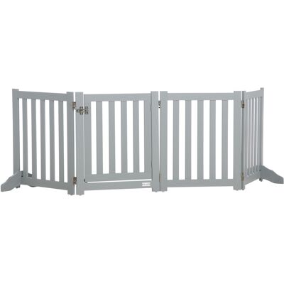 Pawhut Barriera per cani pieghevole a 4 pannelli con porta, 205x60 cm, grigio Aosom Italy Pawhut Barriera per cani pieghevole a 4 pannelli con porta, 205x60 cm, grigio Aosom Italy