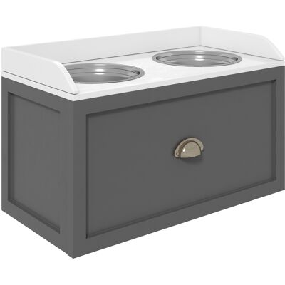 Pawhut Ciotole per Cani Rialzate in Acciaio Inox e Legno con Cassetto, 60x30x36cm, Grigio Aosom Italy Pawhut Ciotole per Cani Rialzate in Acciaio Inox e Legno con Cassetto, 60x30x36cm, Grigio Aosom Italy