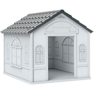 Pawhut Casetta per Cani in PP Impermeabile con Tetto Inclinato e Porta di Ingresso, 65x75.7x63 cm, Grigio Aosom Italy Pawhut Casetta per Cani in PP Impermeabile con Tetto Inclinato e Porta di Ingresso, 65x75.7x63 cm, Grigio Aosom Italy