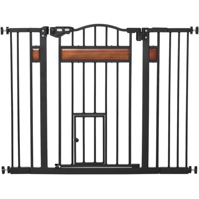 Pawhut Cancelletto per Cani di Taglia Media e Piccola con Chiusura Automatica, 74-105x76.2 cm, Nero Aosom Italy Pawhut Cancelletto per Cani di Taglia Media e Piccola con Chiusura Automatica, 74-105x76.2 cm, Nero Aosom Italy