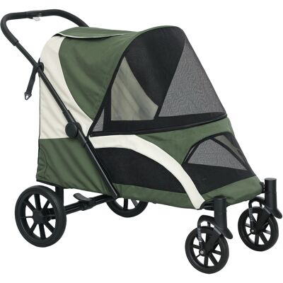 Pawhut Passeggino per Cani Taglia Media Pieghevole con Finestre a Rete, Cuscino e Guinzagli, 124x67x100 cm, Verde Scuro Aosom Italy Pawhut Passeggino per Cani Taglia Media Pieghevole con Finestre a Rete, Cuscino e Guinzagli, 124x67x100 cm, Verde Scuro Aosom Italy