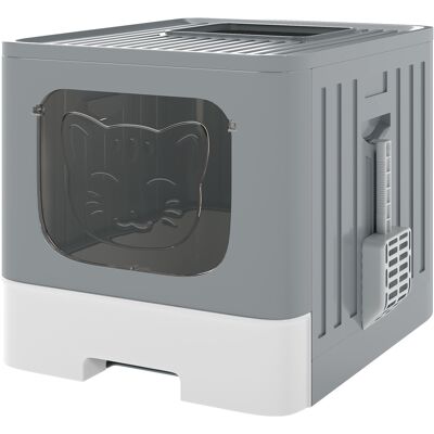 Pawhut Lettiera Gatto Chiusa M 60L con Coperchio, Vassoio Estraibile, Paletta, Antiperdita, Facile da Pulire, Grigio Aosom Italy Pawhut Lettiera Gatto Chiusa M 60L con Coperchio, Vassoio Estraibile, Paletta, Antiperdita, Facile da Pulire, Grigio Aosom Italy
