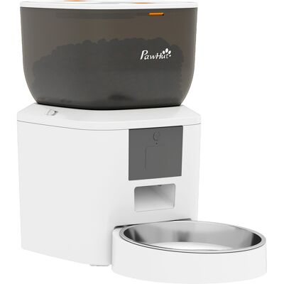 Pawhut Distributore Automatico Cibo 4L per Gatti con WiFi 2,4G, App Controllo con Registratore 10s e Ciotola, Bianco Aosom Italy Pawhut Distributore Automatico Cibo 4L per Gatti con WiFi 2,4G, App Controllo con Registratore 10s e Ciotola, Bianco Aosom Italy