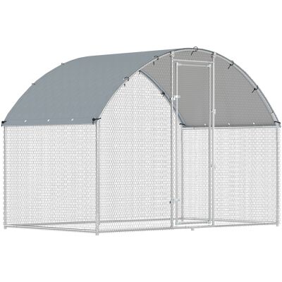 Pawhut Pollaio per Galline da Esterno con Tetto Impermeabile e Serratura, in Acciaio Zincato, 2.8x1.7x1.9 m, Argento Aosom Italy Pawhut Pollaio per Galline da Esterno con Tetto Impermeabile e Serratura, in Acciaio Zincato, 2.8x1.7x1.9 m, Argento Aosom Italy