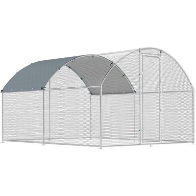 Pawhut Pollaio per Galline da Esterno con Tetto Impermeabile e Serratura, in Acciaio Zincato, 2.8x3.4x1.9 m, Argento Aosom Italy Pawhut Pollaio per Galline da Esterno con Tetto Impermeabile e Serratura, in Acciaio Zincato, 2.8x3.4x1.9 m, Argento Aosom Italy