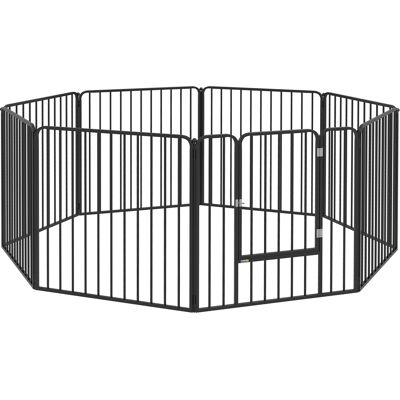 Pawhut Box per Cani Recinto 8 Pannelli Modulabile 164x164x80 cm, Nero Aosom Italy Pawhut Box per Cani Recinto 8 Pannelli Modulabile 164x164x80 cm, Nero Aosom Italy