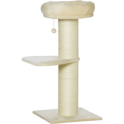 Pawhut Tiragraffi per Gatti Alto 105 cm con Palo Graffiato in Sisal, Cestino, Pallina Sospesa, in Peluche, Beige Aosom Italy Pawhut Tiragraffi per Gatti Alto 105 cm con Palo Graffiato in Sisal, Cestino, Pallina Sospesa, in Peluche, Beige Aosom Italy