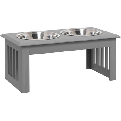 Pawhut Ciotola rialzata per cani con 2 ciotole rimovibili, 58,4x30,5x25,4 cm, Grigio Aosom Italy Pawhut Ciotola rialzata per cani con 2 ciotole rimovibili, 58,4x30,5x25,4 cm, Grigio Aosom Italy