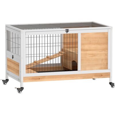 Pawhut - Wooden 4-Wheel - 90x53x59cm - Coniglioera Pawhut - Wooden 4-Wheel - 90x53x59cm - Coniglioera