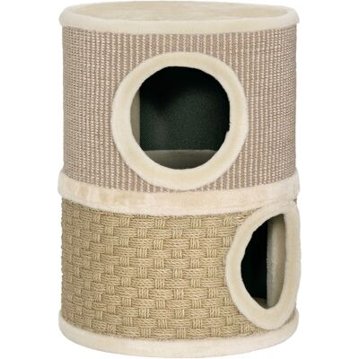 Pawhut Cuccia per Gatti Tiragraffi a Torre con 2 Nicchie, Corda in Sisal e Alga Marina, Bordo Peluche, Cachi Aosom Italy Pawhut Cuccia per Gatti Tiragraffi a Torre con 2 Nicchie, Corda in Sisal e Alga Marina, Bordo Peluche, Cachi Aosom Italy