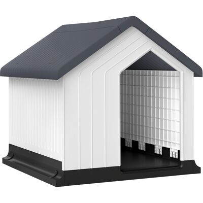 Pawhut Casetta per Cani Piccoli e Mini da Esterno Impermeabile in Plastica con Finestra, 62x61x60 cm, Grigio Aosom Italy Pawhut Casetta per Cani Piccoli e Mini da Esterno Impermeabile in Plastica con Finestra, 62x61x60 cm, Grigio Aosom Italy
