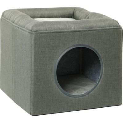 Pawhut Casetta per Gatti a 2 Livelli con Cuscino in Peluche, in Legno, Poliestere e Plastica, 36.5x36.5x33 cm, Verde Aosom Italy Pawhut Casetta per Gatti a 2 Livelli con Cuscino in Peluche, in Legno, Poliestere e Plastica, 36.5x36.5x33 cm, Verde Aosom Italy