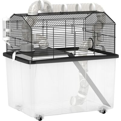 Pawhut - Gabbia criceti a 2 piani - Nera - 58x43x57 cm - Gabbia Pawhut - Gabbia criceti a 2 piani - Nera - 58x43x57 cm - Gabbia