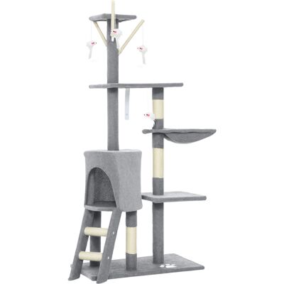 Pawhut Tiragraffi per Gatti Alto 134 cm, Albero per Gatti Multilivello con 3 Pali Graffiatoi in Sisal, Grotta, Amaca, 4 Topolini Appesi, Piattaforme, Scala, Torre per Gattini 5 kg, in Peluche, Grigio Aosom Italy Pawhut Tiragraffi per Gatti Alto 134 cm, Albero per Gatti Multilivello con 3 Pali Graffiatoi in Sisal, Grotta, Amaca, 4 Topolini Appesi, Piattaforme, Scala, Torre per Gattini 5 kg, in Peluche, Grigio Aosom Italy