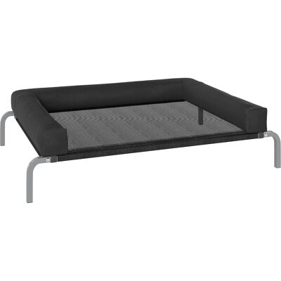 Pawhut Lettino per Cani Rialzato di 19.5 cm con Cuscino a U, in Poliestere e Acciaio, 110x75x30 cm, Nero e Argento Aosom Italy Pawhut Lettino per Cani Rialzato di 19.5 cm con Cuscino a U, in Poliestere e Acciaio, 110x75x30 cm, Nero e Argento Aosom Italy