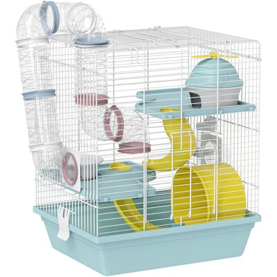 Pawhut Gabbia per Criceti a 3 Livelli e 12 Tubi con Casetta, Rampa, e Accessori, in Metallo e Plastica, 34.5x27.5x41 cm, Grigio Aosom Italy Pawhut Gabbia per Criceti a 3 Livelli e 12 Tubi con Casetta, Rampa, e Accessori, in Metallo e Plastica, 34.5x27.5x41 cm, Grigio Aosom Italy