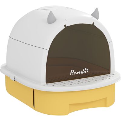 Pawhut Lettiera per Gatti Chiusa con Vassoio Estraibile, Maniglia, Paletta e 2 Filtri al Carbone Attivo, Giallo Aosom Italy Pawhut Lettiera per Gatti Chiusa con Vassoio Estraibile, Maniglia, Paletta e 2 Filtri al Carbone Attivo, Giallo Aosom Italy