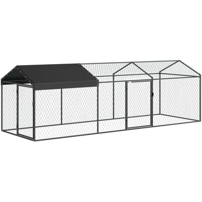 Pawhut Pollaio per Galline da Esterno, 3x1x1m, in Acciaio Zincato con Semi-Tetto Impermeabile Anti-UV e Serratura Aosom Italy Pawhut Pollaio per Galline da Esterno, 3x1x1m, in Acciaio Zincato con Semi-Tetto Impermeabile Anti-UV e Serratura Aosom Italy