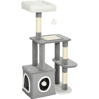 Pawhut Albero Tiragraffi per Gatti con Casetta, Lettino e 2 Palline, in Legno e Peluche, 55x40x107 cm, Grigio e Bianco Aosom Italy Pawhut Albero Tiragraffi per Gatti con Casetta, Lettino e 2 Palline, in Legno e Peluche, 55x40x107 cm, Grigio e Bianco Aosom Italy